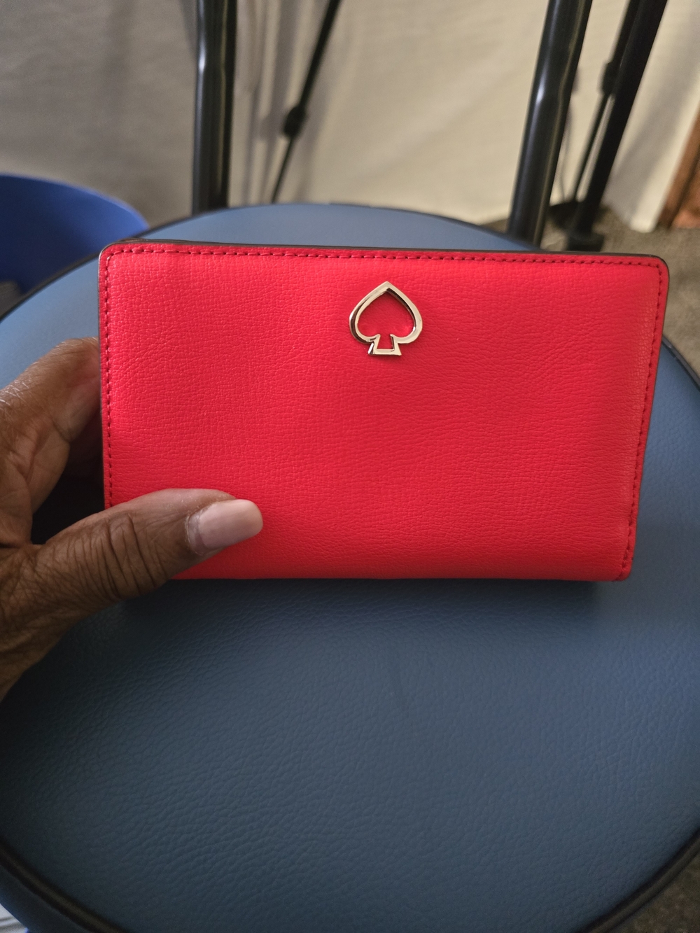 kate spade Bright Red Continental Wallet with Gold Spade Logo